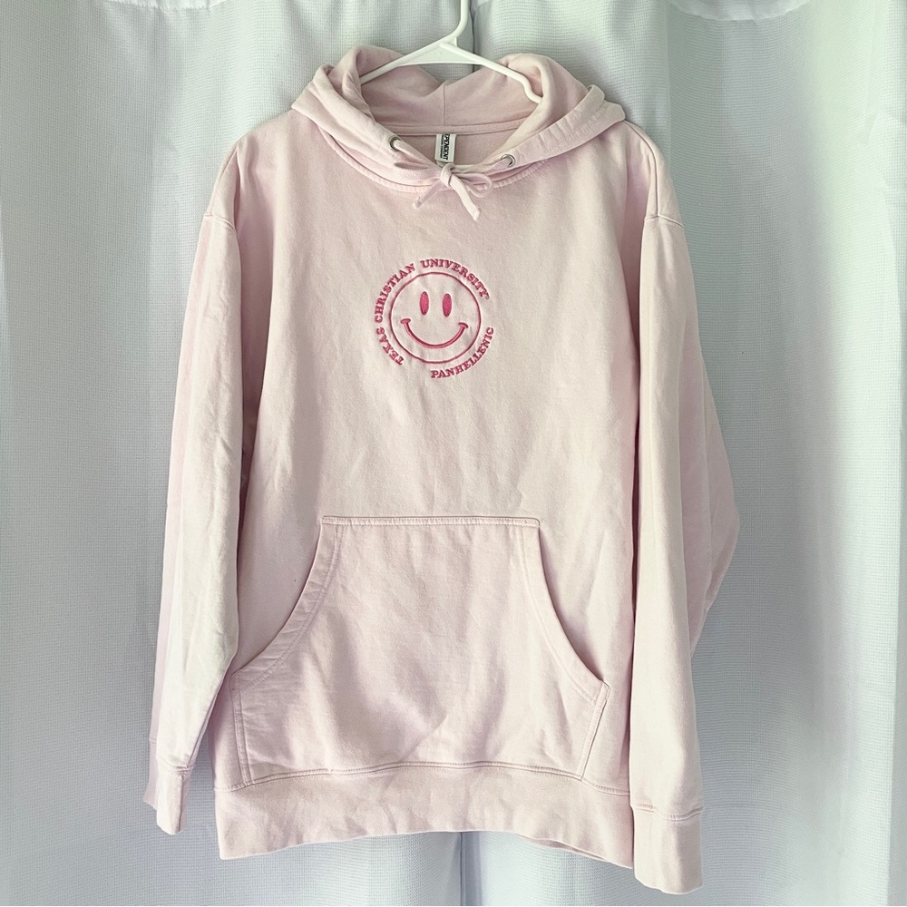 Texas Christian University Sorority Panhellenic Pink Hooded Sweatshirt Sz Large